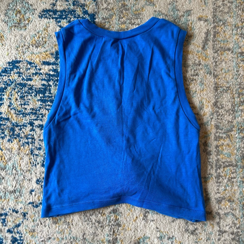 Year of Ours Workout Tank Top Twist Front Blue Crop Women's Size S - Picture 4 of 5